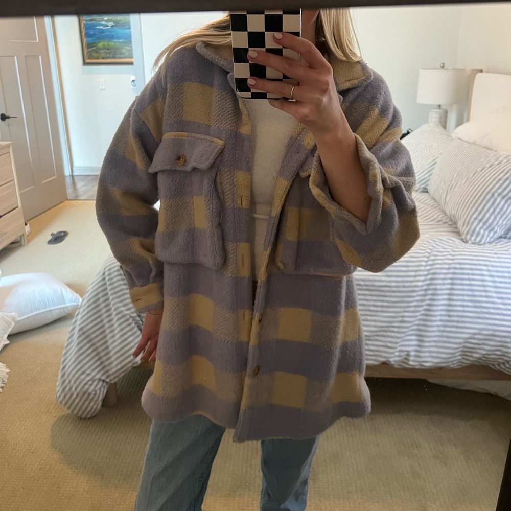 PrettyLittleThing Purple and Yellow Shacket